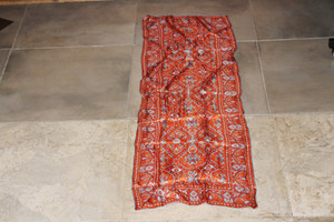 Vintage Designer 100% Silk Burnt Orange/Sky Blue Scarf