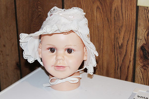 Lace Hearts & Satin Ribbons Baby Bonnet