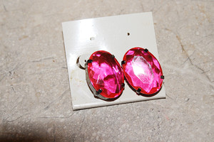 Vintage Luscious Transparent Fuchsia Pierced Earrings