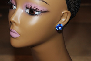 Vintage Shimmering Blue Faux Stone Pierce Earrings