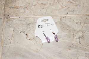 Vintage Fashion Jewelry Delicate Lavender Faux Pearls Pierce Earrings