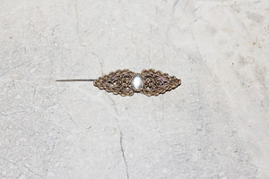 Pre-Vintage Filigree Gold Metal Aviator Pin Brooch