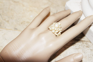 Vintage Faux Pearls Flex Ring