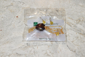 Vintage Mio Faux Raised Tiger Eye/Baby Beads Bracelet & Earring Set