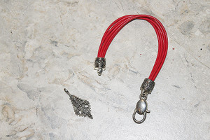 Vintage Silver Metal & Red Coil Bracelet