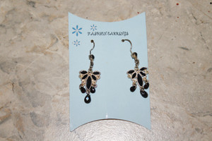 Vintage Black/Gold Tone Metal Chandelier Earrings