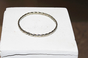 Vintage Layered Design Silver Metal Bangle Bracelet