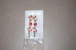 Vintage Faux Red Stones & Silver Metal Hair Clip