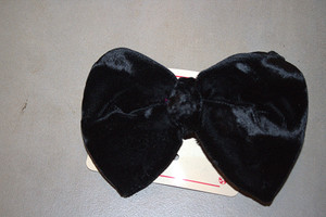 Vintage Candy Cane Large Black Velvet Bow Clip Barrette