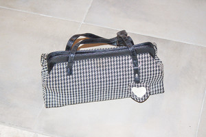 Vintage Black & White Plaid Love Mirror Handbag