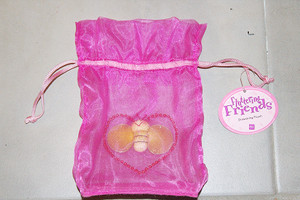 Vintage Russ Fluttering Friends F. Pink Drawstring Pouch