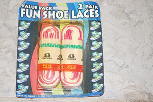 Fun Shoelaces 2 Pair Pink & White Value Pack Laces