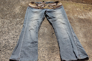 Vintage DollHouse Denim & Faux Leather Denim Jeans