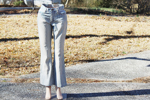 Retro Lee 100% Cotton, Pin Stripe Slim Fit Bellbottom Denim Jeans