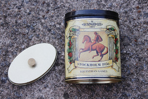 Vintage The Seckinger Lee Company Stockholm 1956-1996 Equestrian Atlanta Centennial Games Canister
