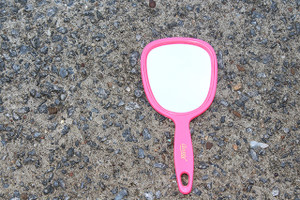 Annie Hand-Held Travel Size Mirror- Hot Pink
