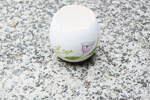 Vintage Cracked Eggshell Ceramic Container