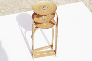 Rustic Distress Look Gold Folding Metal Triple Candle Holder