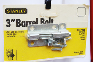 Vintage Stanley Zinc Plated Steel 3" Barrel Bolt