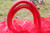 Vintage Red Feathers Fabric Handbag