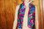 Vintage Purple/Teal/Red Floral Sheared Edges Poly Fabric Scarf