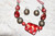 Vintage J Love Faux Tiger Eye Beaded Necklace & Earring Set Red