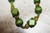 Vintage Precious Lead-Free Wood & Beads Necklace & Earring Set Green