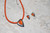 Vintage Faux Orange Gemstone Choker Necklace & Earring Set