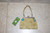 Vintage Oriental Sage Floral Silk Clasp Purse W/Blue Jewel Stones & Beads