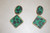 Green Cheetah Print Metal Dangle Earrings