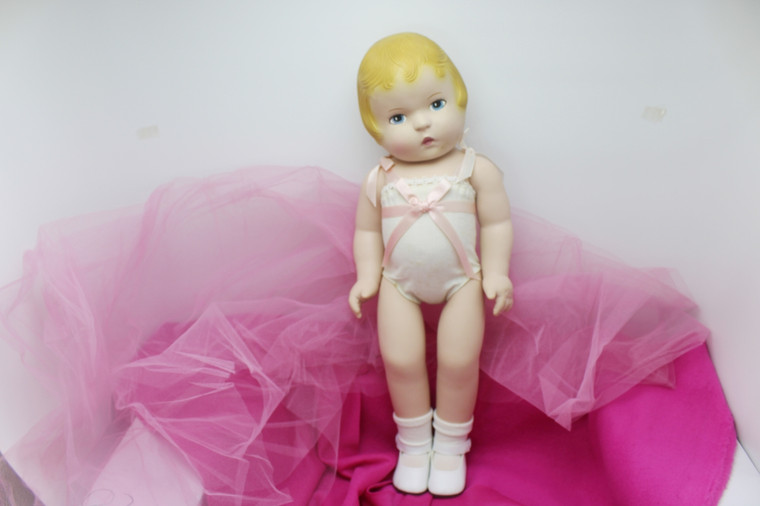 Vintage 1991 Daisy Kingdom Vinyl Doll with Wavy, Molded 1920s Hairstyle and Movable Clothes