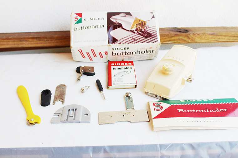 Vintage Singer Buttonholer Attachment & Accessories (Includes All Items Pictured)