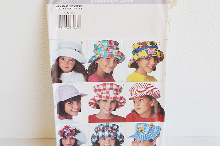Vintage Butterick Children's/Girls Hats Pattern #3874