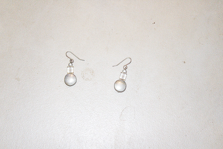 Vintage Danty Pewter & Clear Cube Pierce Earrings