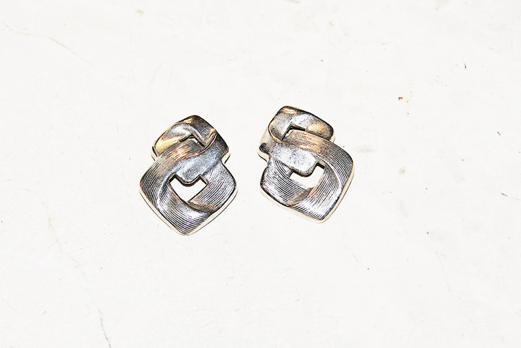 Vintage 2-Tone Silver Clip Earrings