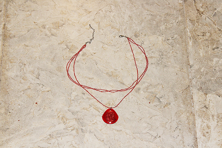 Vintage Glitter Gel Necklace ONLY Red