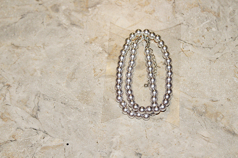 Vintage Trenz Faux Silver Shimmer Pearl Necklace