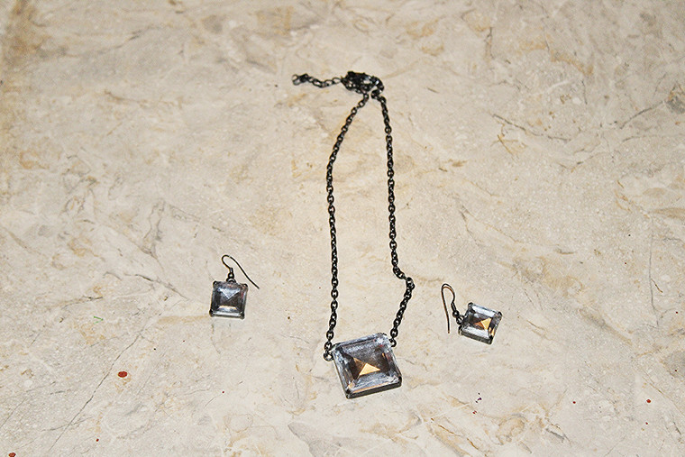 Vintage Faux Ice Necklace & Earring Set