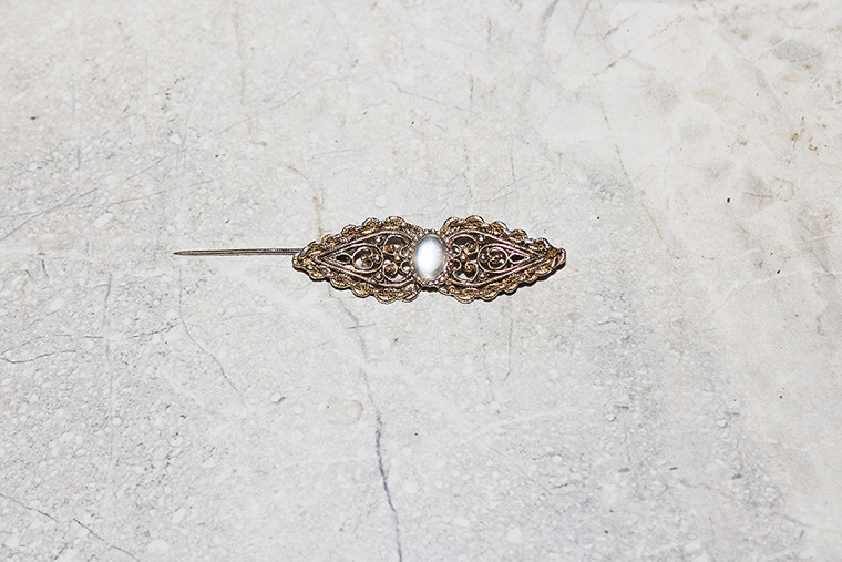 Pre-Vintage Filigree Gold Metal Aviator Pin Brooch