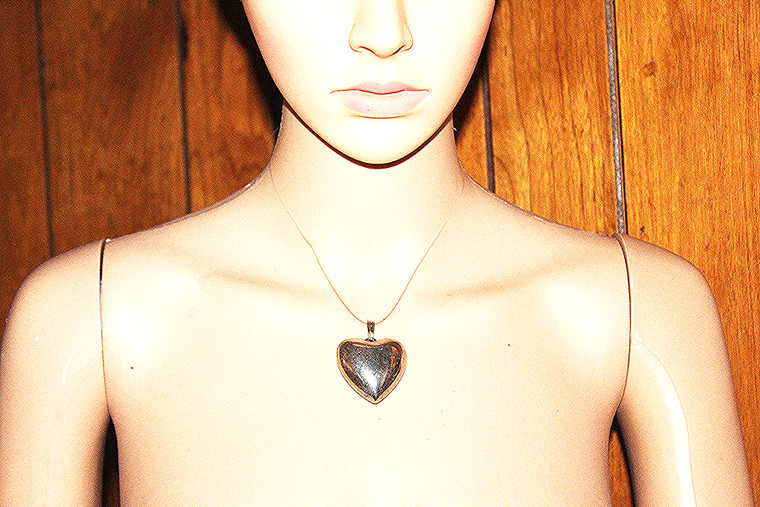 Vintage Large Puffed Heart Silver Metal Pendant