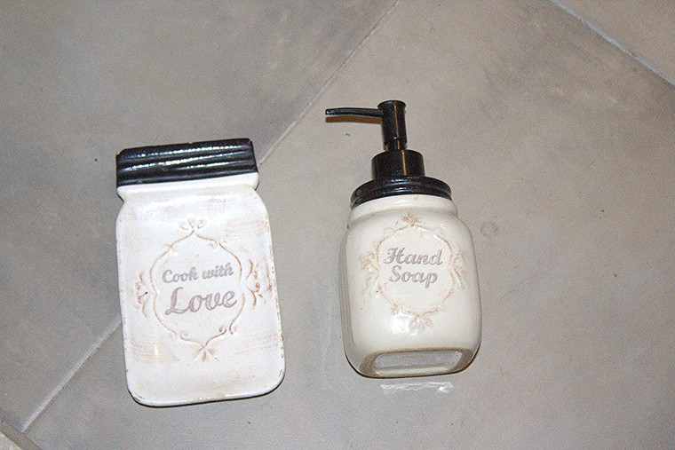 Vintage 2-Pc. Hand Soap Dispenser & Stovetop Spoon Rest