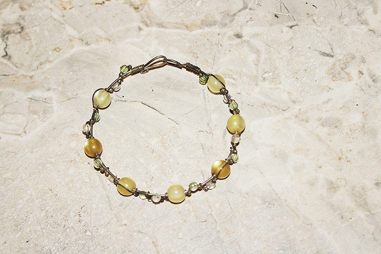 Vintage Wire & Beads Hook Closure Bracelet