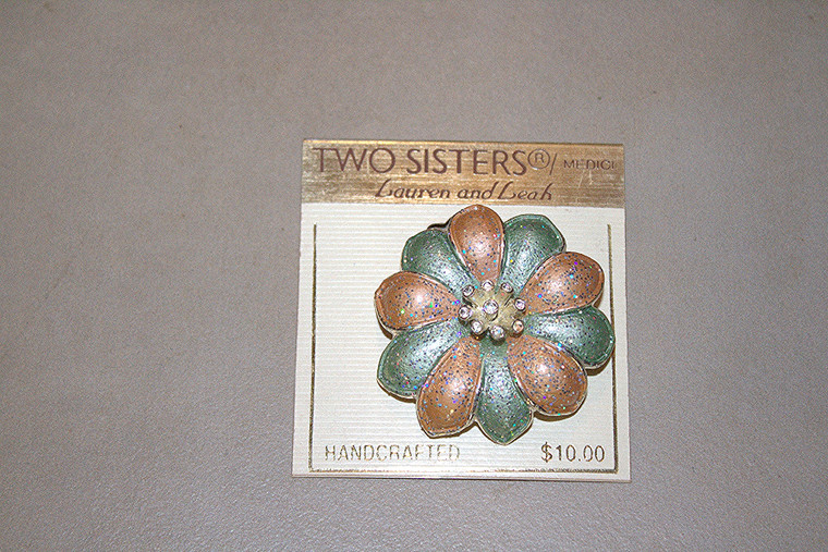 Vintage Two Sisters Lauren & Leah Handcrafted Brooch