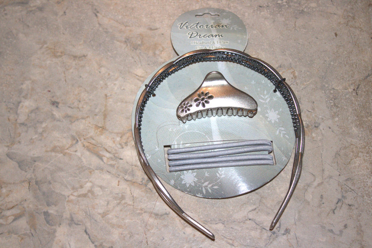 Vintage Victorian 6-Pc. Silver Headband/Claw/Elastic