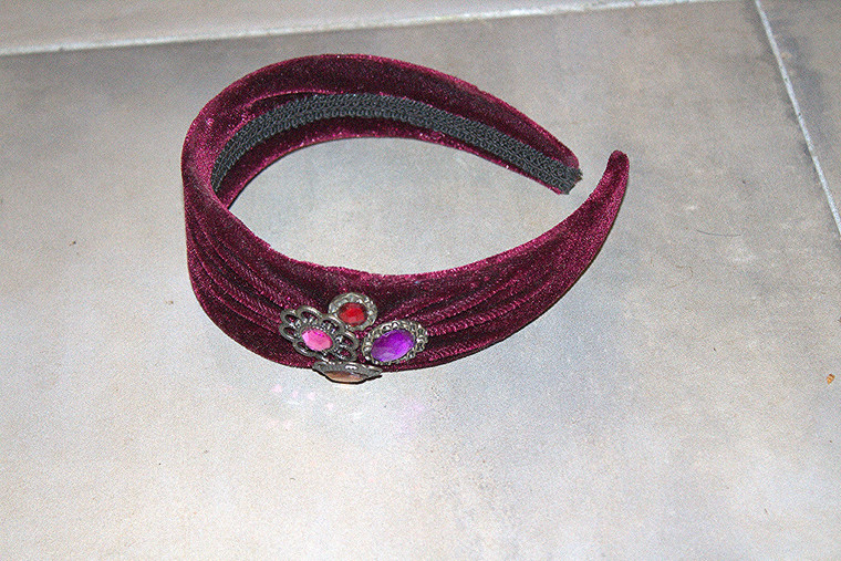 Vintage Burgundy Maroon Velvet Jewel Headband