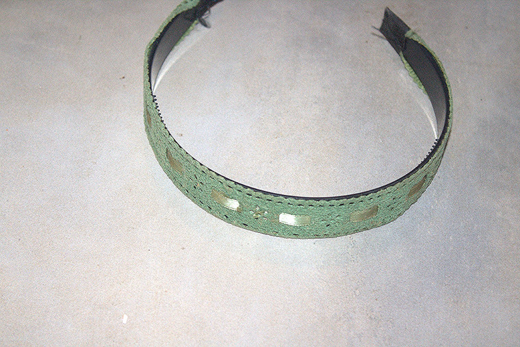 Vintage Olive Green Faux Leather & Ribbon Headband