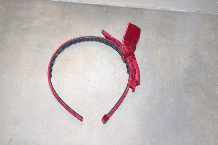Vintage Burgundy Velvet Bow Headband