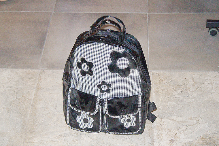 Vintage Flower Power Black & White Plaid & Patent Back Bag