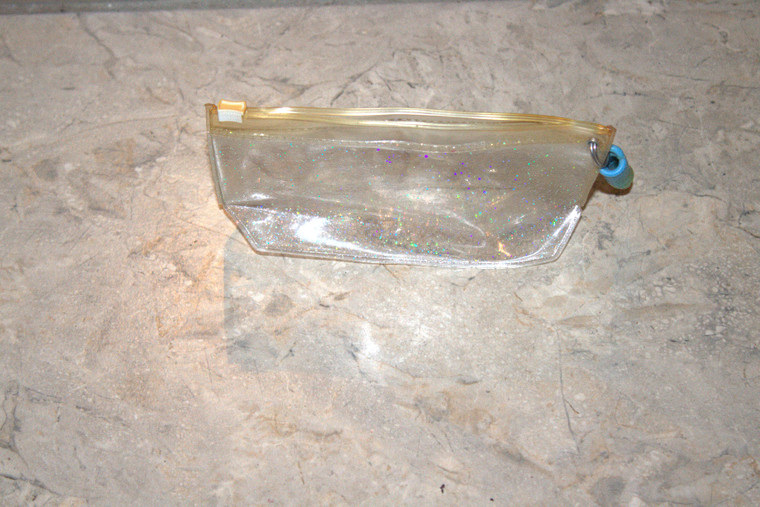 Vintage Clear Glitter Plastic Bag W/Keychain