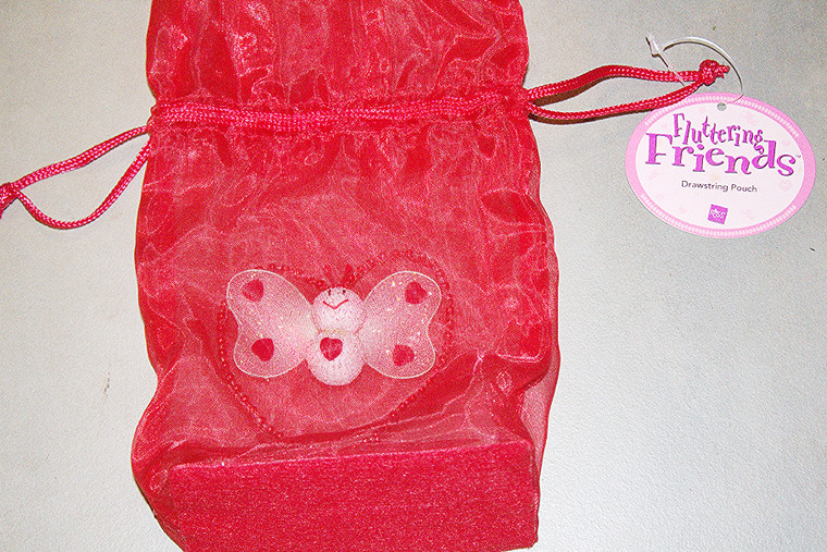 Vintage Russ Fluttering Friends Red Drawstring Pouch